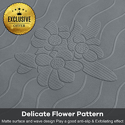 Loiofoe Bathtub Mat_Soft Rubber Shower Mats│Safety Bathroom Mat : Comfortable Feet Feeling│Non Slip Tub Mat With Strong Suction Cups (Bpa, Latex, Phthalate Free) (A-Grey) #TOP1