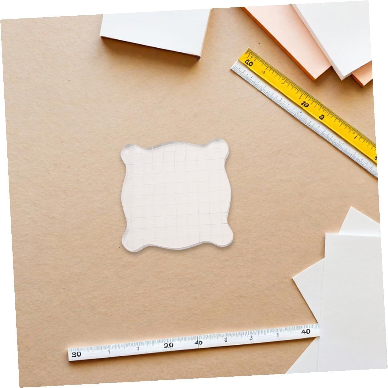 4pcs Acrylic Stamp Blocks Set for Scrapbooking and Card Making, Acrylic Material with Grid Lines, 7.5x7.5cm Square Blocks for Crafting and Journaling