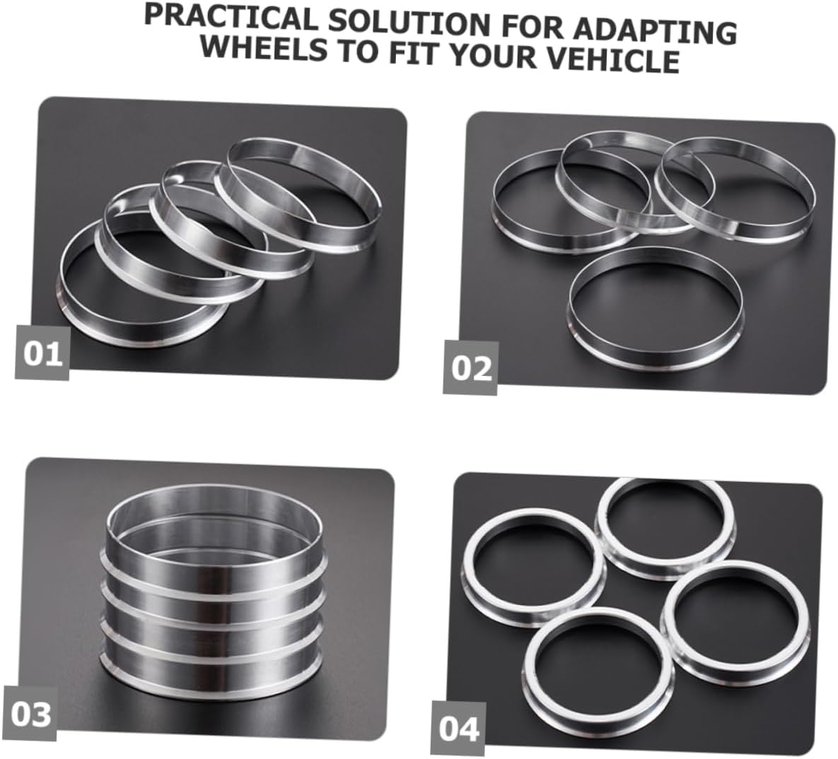 STOBAZA Wheel Hub Decor 4pcs Hub Centric Rings Replacement Set Enhance Vehicle Aesthetics