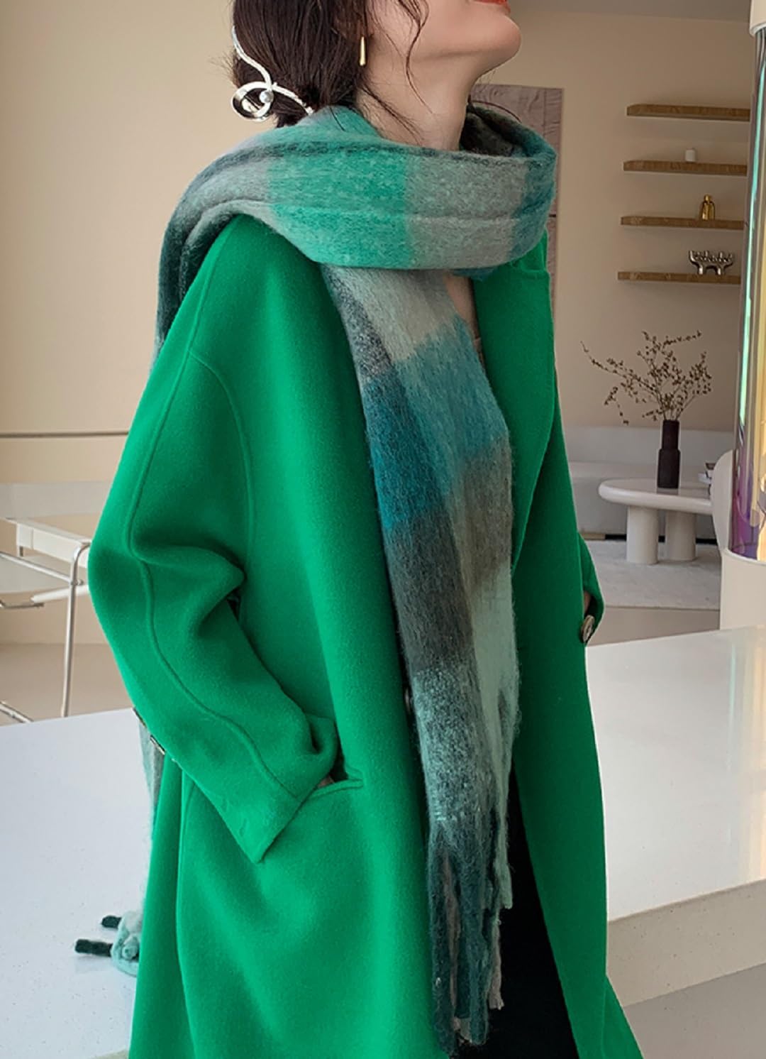 Wander Agio Winter Women Warm Scarf Long Shawl Large Scarves Cold Weather Thick Blanket Scarfs Colorful Plaid - Image 3