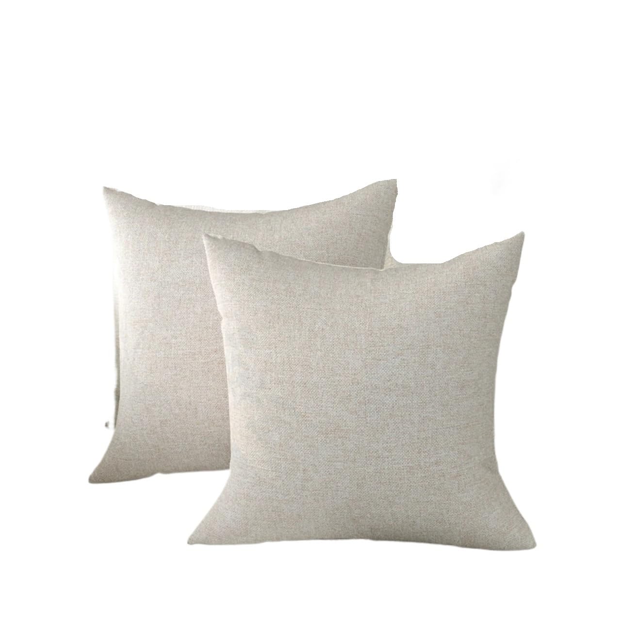 Housse de coussin en faux lin 50x50 cm carrée solide et résistante