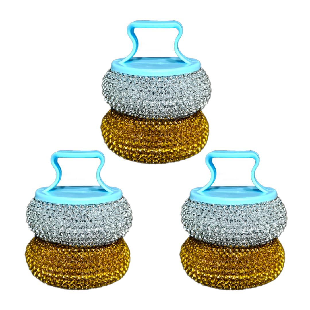 BELLYPIG Steel Dishwasher Scrubber Pairs with Detachable Handle (Set of 3) | Vessel Cleaning Brush, Metal Scrubber with Grip for Kitchen | Ideal for Washing Pans, Tawas, Cooker, Brass Utensils (B0CTK2GL9T) Amazon Price History, Amazon Price Tracker