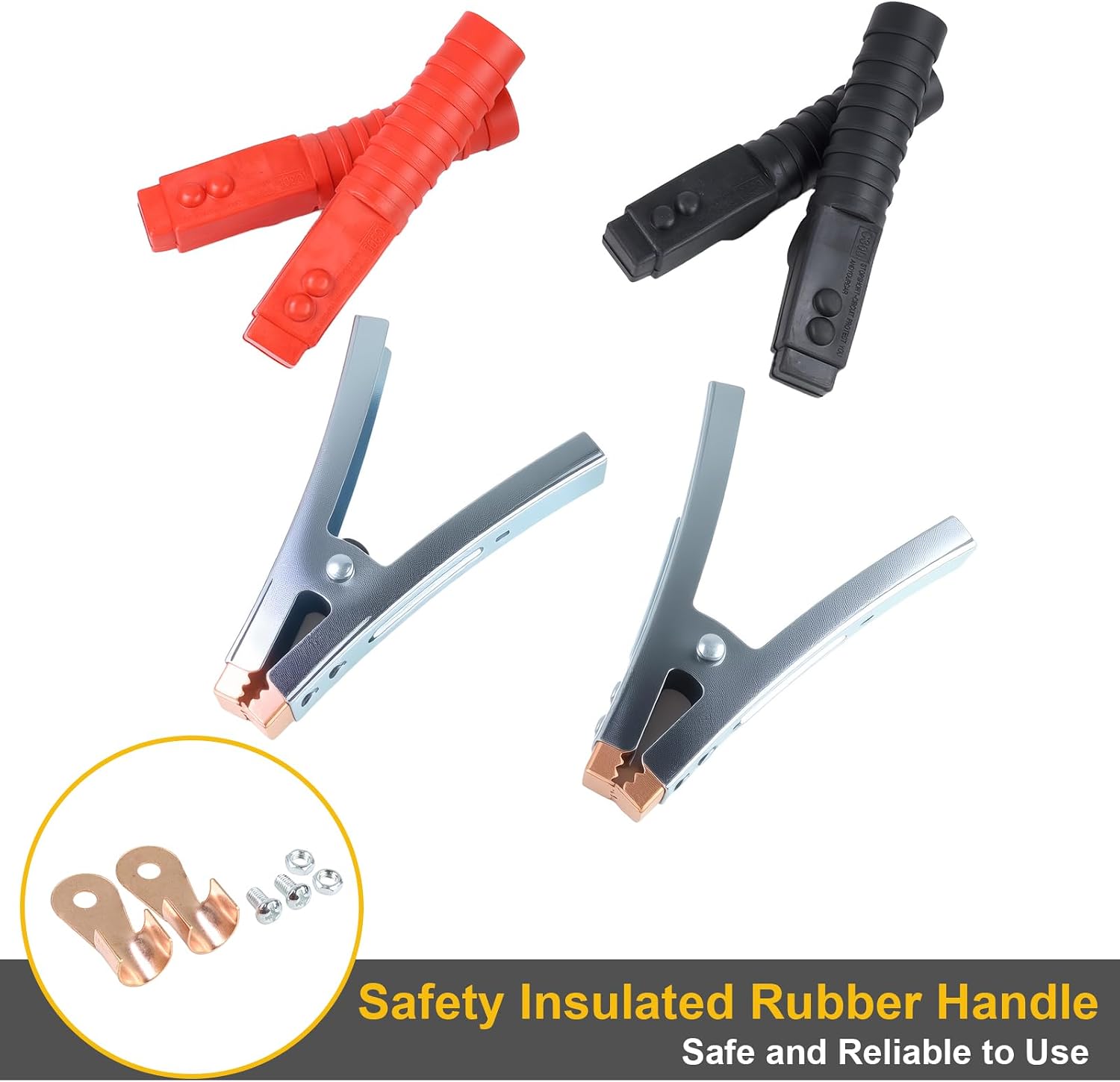 1800A Jumper Cable Clamps, Alligator Clips for Battery Charger 2PCS | Battery Charger Clamps, Pure Copper Clamp Ends for Replacement Automotive, Cars, Trucks, Marine Battery Charging Connector