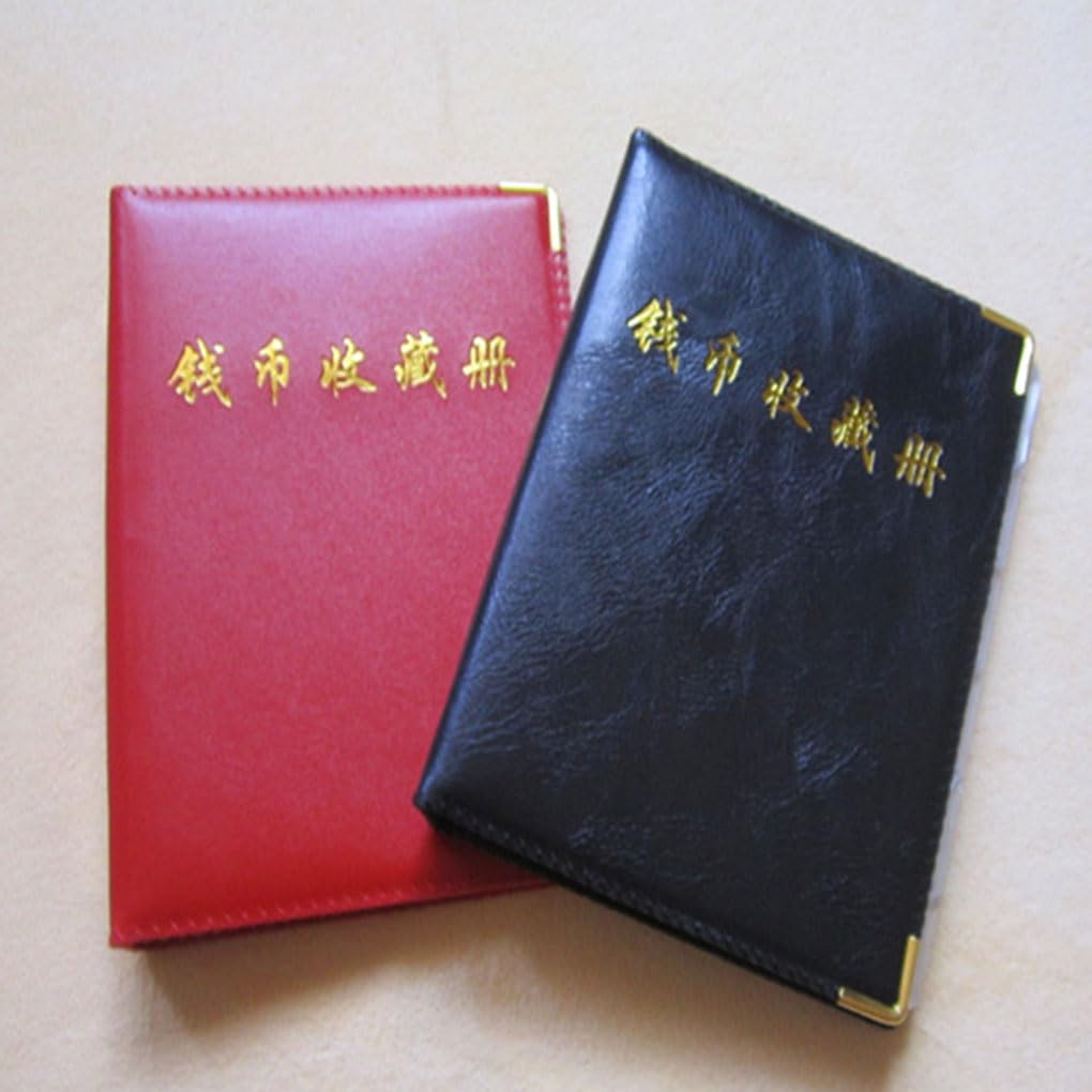 3 Set 480 Aufbewahrungssammlung Münzen Alben Gedenkbuch Halter Ordner Stücke Binder Antike Große Kapazität Leer Schwarz Rot Rot