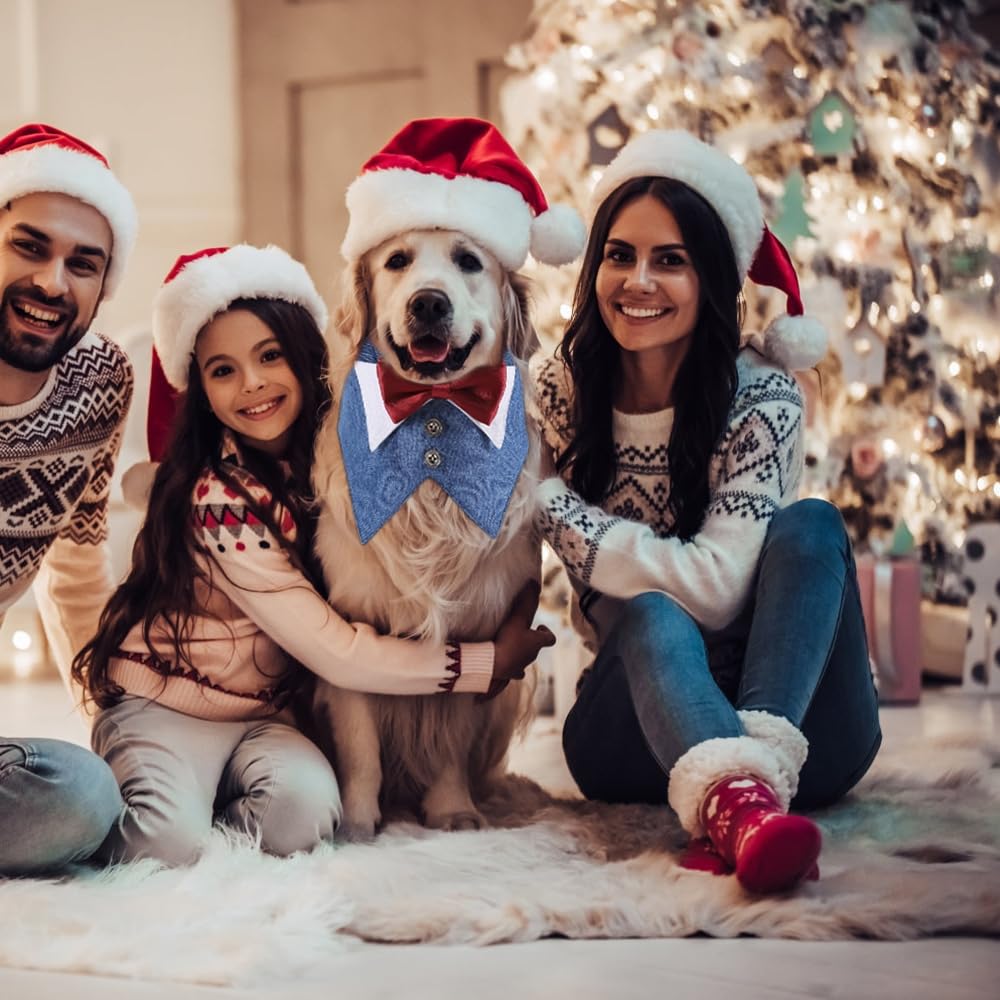 Bandana da Smoking per Cani, Collare Formale con Papillon Rosso per Cane di Piccola Media e Grande per Festa di Natale, Cosplay Matrimonio Compleanno Fidanzamento