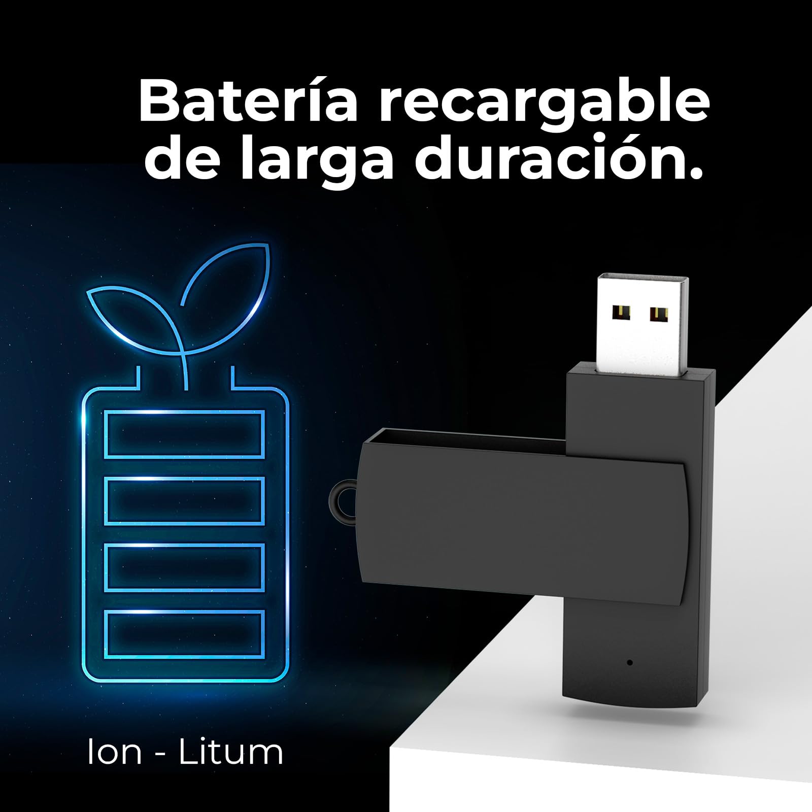Grabadora de Voz Espía Oculta en Llavero Recargable USB 32Gb con Mini Micrófono Espía Activación por Voz Reducción de Ruido