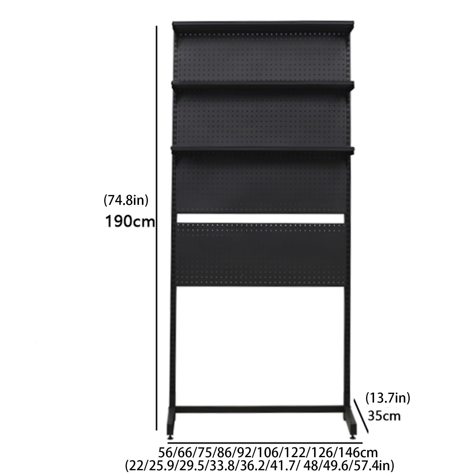 Estante Organizador de Escritorio para Dormitorio, estantería Multiusos para Libros, estantería de Tablero Perforado para Estudiantes (Negro, 92 cm)