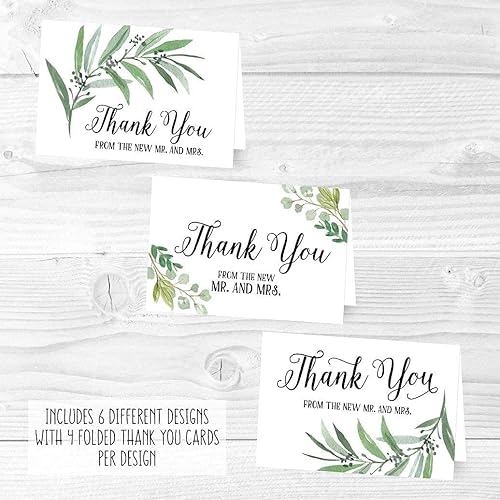 Miniatura 7 de 50 tarjetas de consejos de boda Gold Greenery Well Wishes, 24 tarjetas de boda de agradecimiento, libro de invitados de boda alternativo, juegos de