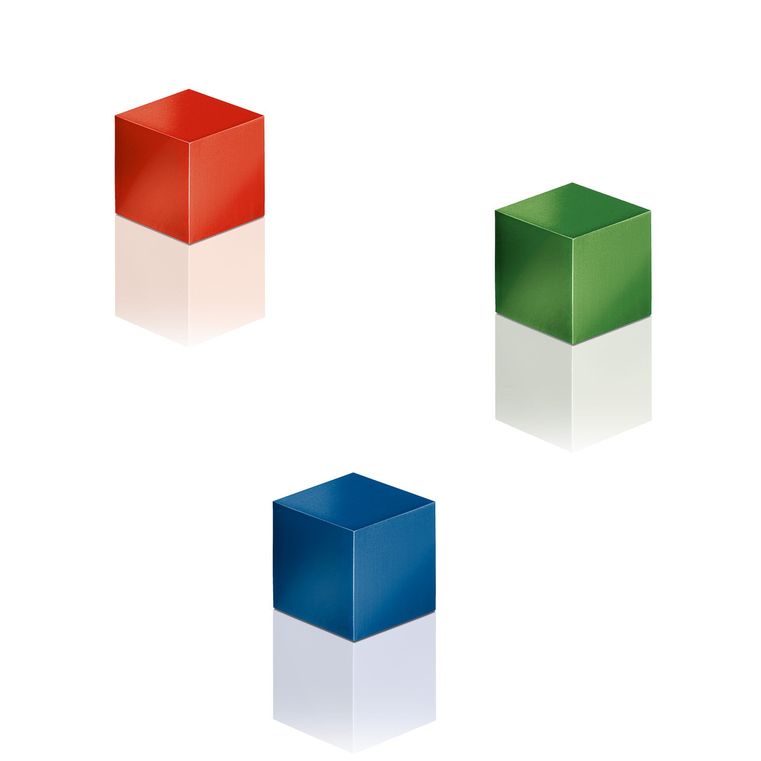 SIGEL GL725 Magnetic Dice Set of 30 Cubes, Neodymium N42, for Magnetic Boards, 1 x 1 x 1 cm, Blue/Red/Green