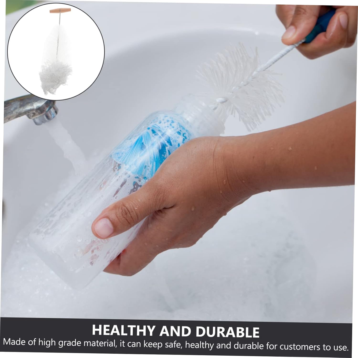 CALLARON 2pcs Multifunctional Water Bottle Brush Handle Cleaning Brush for Glass Bottles and Water Cups Ergonomic Design for Easy Scrubbing for Home and Outdoor Use