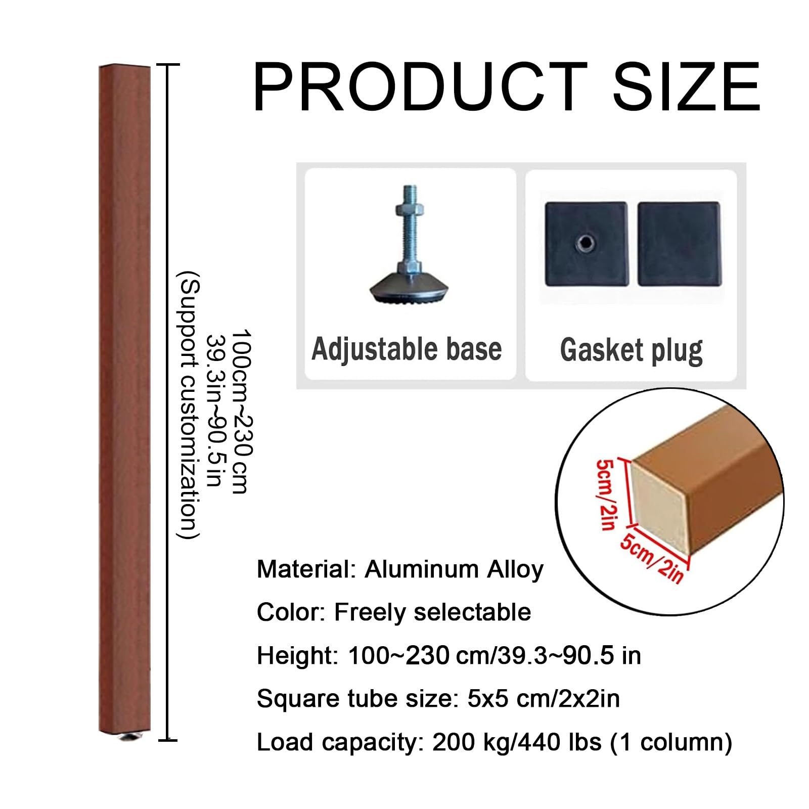 Tabique de metal para suelo con listones, separador de columna ajustable (100 cm, para uso doméstico y oficina)