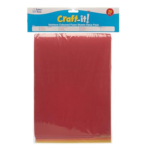 Miniatura 5 de Baker Ross AX949 Hojas de espuma de colores arcoíris  Paquete de 20, suministros de arte de colores para niños actividades de fabricación de