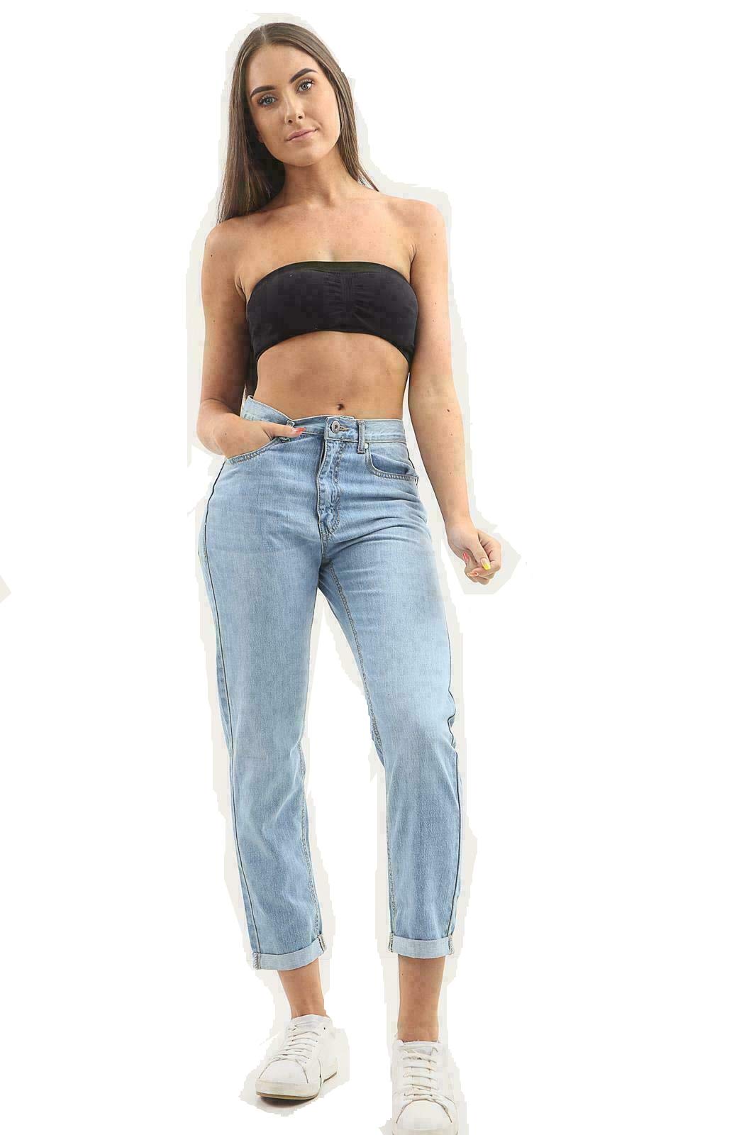 Denim DesireWomen's Straight Mid Rise Mom & Boyfriend Jeans Long Pants Regular Fit Trousers UK Size 8 to 16