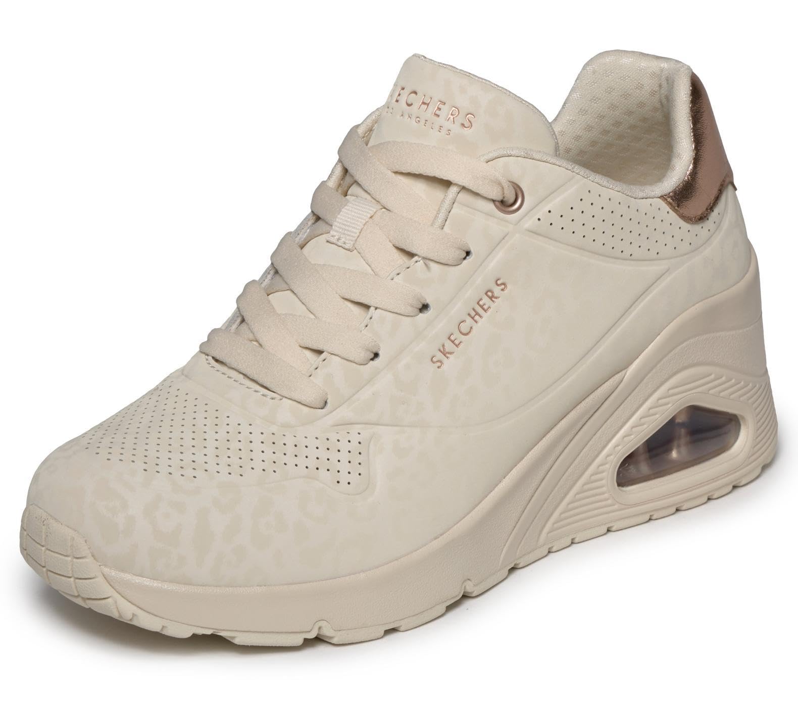 Skechers Women's Uno Wedge Safari Daze Trainers, White, 4.5 UK