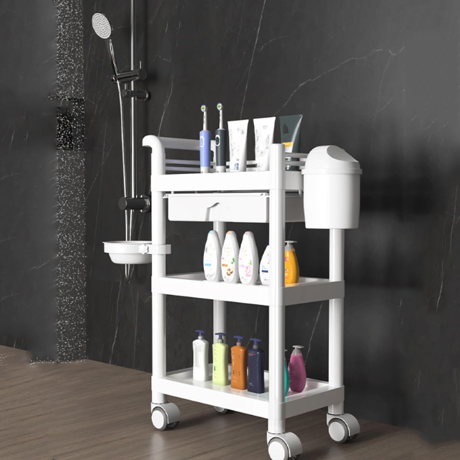 beaka Carrello Multiuso A 3 Livelli,Carrello Mobile con Ruote Piroettanti Bloccabili, Carrello Utilitario di Rotolamento del Salone per Ospedale Commerciale Carrelli da Laboratorio (Color : A)