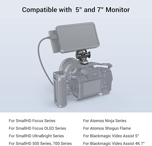 Miniatura 6 de SmallRig Soporte ajustable para monitor de cámara estilo ARRI (actualización), giro de 360° y soporte de monitor de inclinación de 180°, soporte