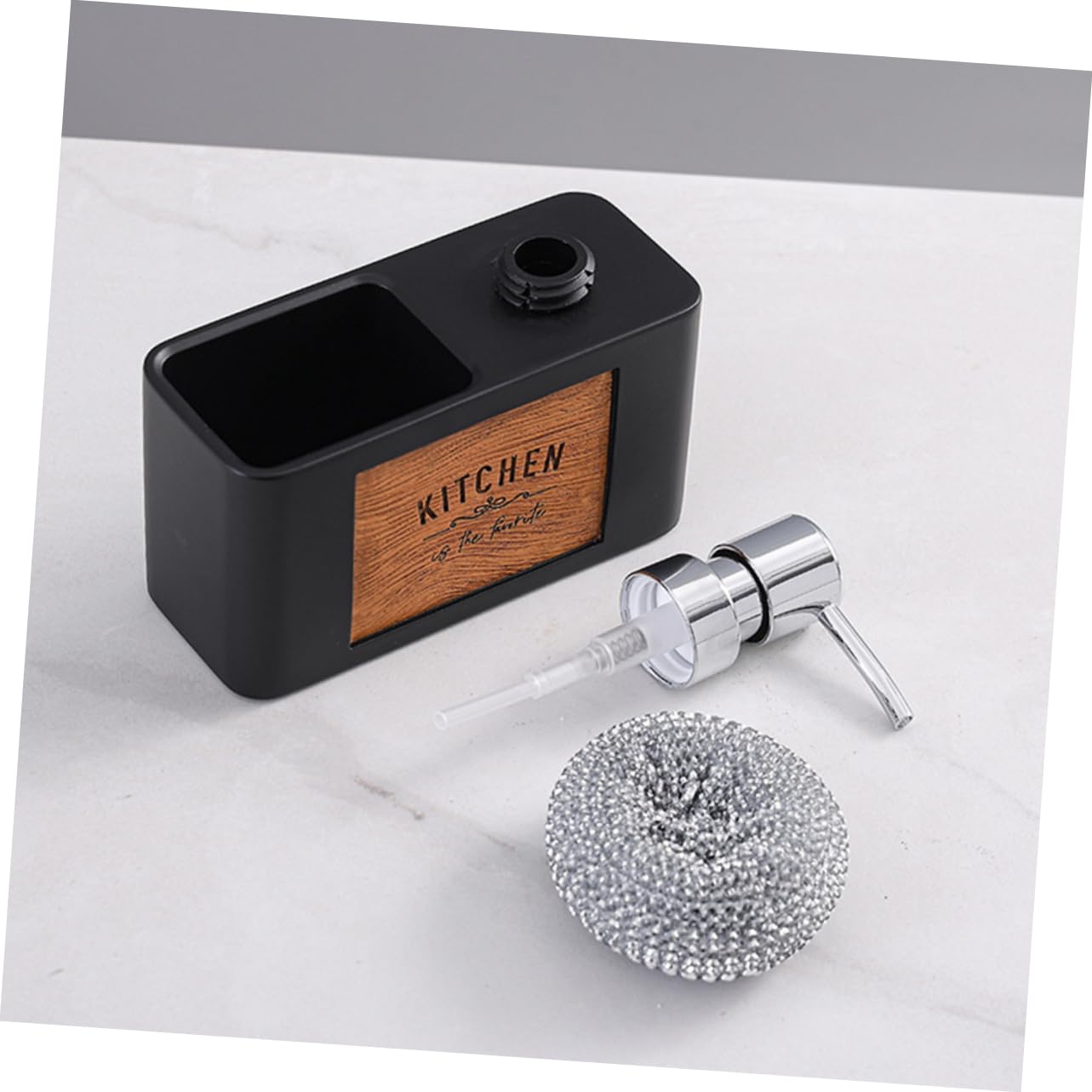 Luxshiny Dispenser Cucina con Erogatore Pompa Ricaricabile Flacone Vuoto per Shampoo e Balsamo Supporto per Accessori da Lavello da Cucina