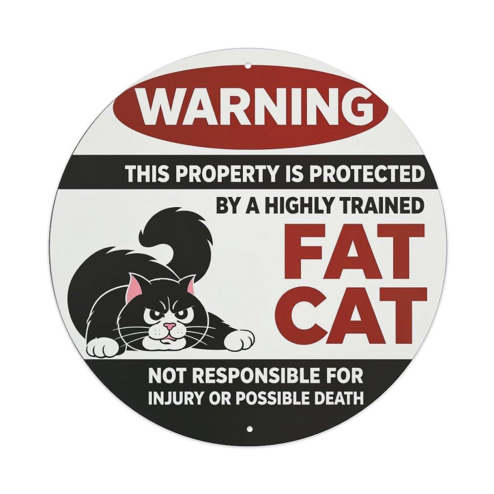 Warning Fat Cat Sign Tin Sign Metal Poster Vintage Metal Signs for Home Man Cave Bar Cafe Kitchen laundry room Wall Decorations 8x8 inches