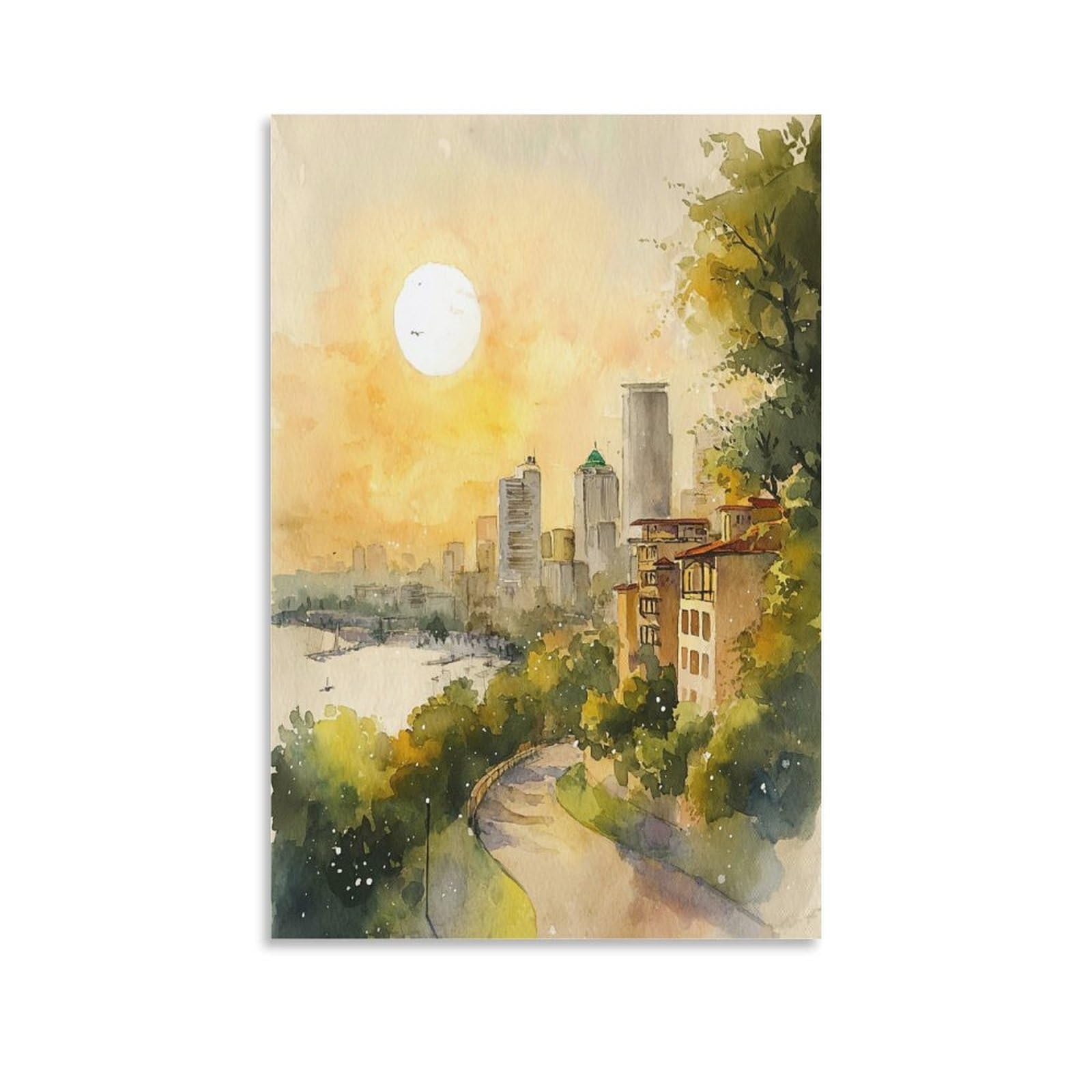 Seattle 20x30inch(50x75cm) Vintage Travel Poster Watercolor Canvas Art