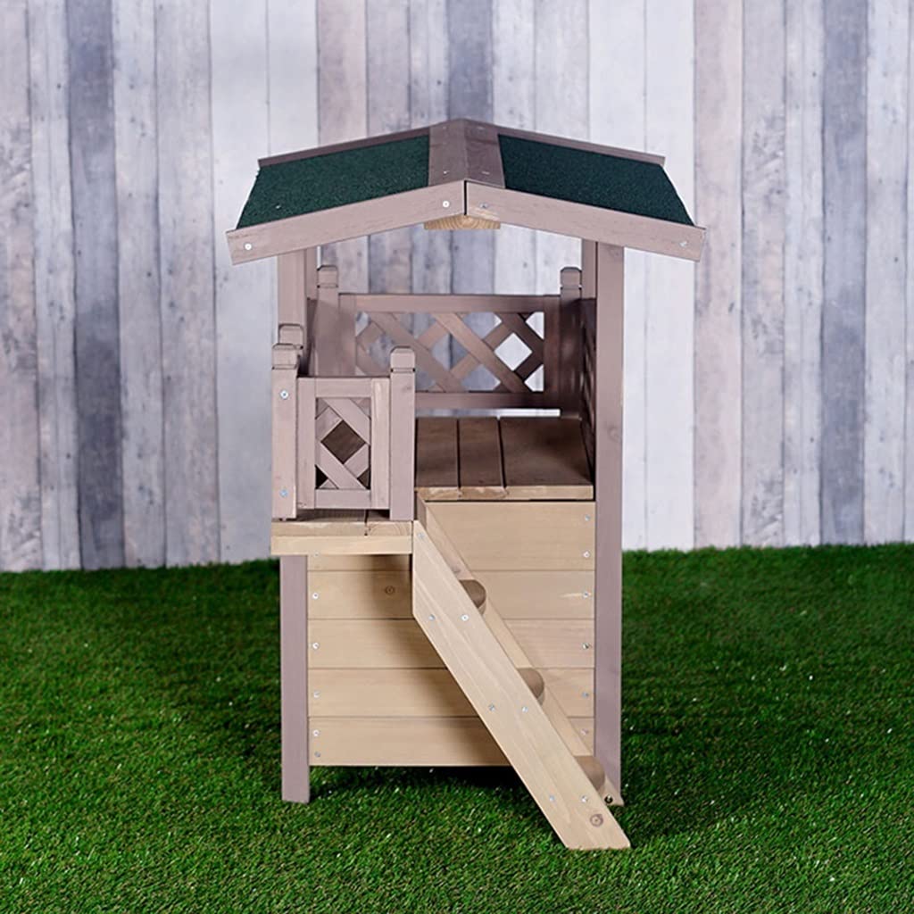 Amazon | 木製キャットハウス屋外防水ペットハウス2階建てキャット