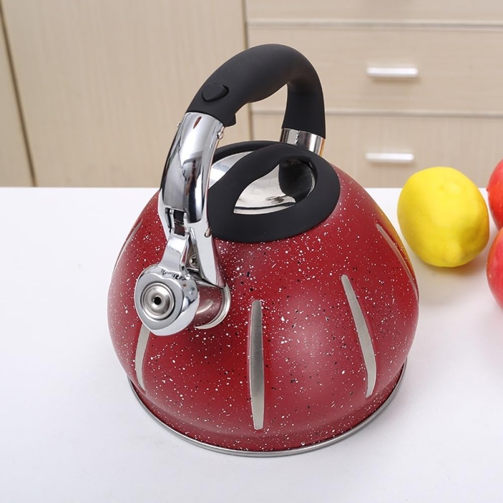 Pfeifender Teekessel aus Edelstahl, Vintage, 3 l, Kaffeekanne mit Griff, für Zuhause und Restaurant