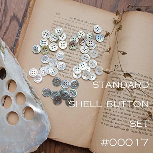 Takashima 50pcs Natural Shell Buttons Set, 00017 11.5mm(7/16'') 5kinds of Natural Shell Buttons