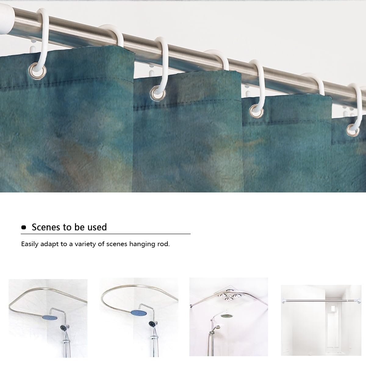 Set di Tende doccia per bagno Donna Elegante 180x200cm | Tende da doccia Blue Sky Flower Field impermeabili con stampa HD in tessuto ad asciugatura rapida con ganci
