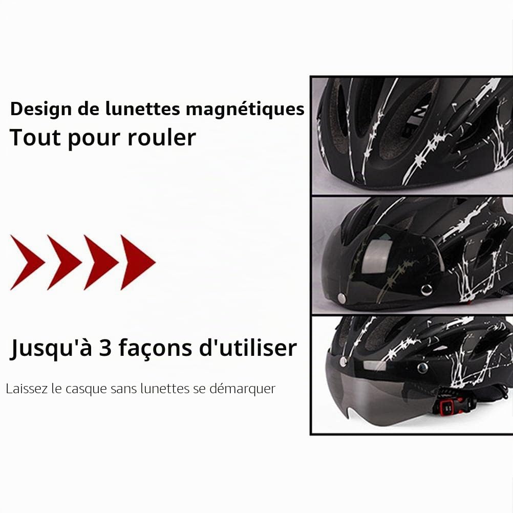 Casque de cyclisme pour adulte homme femme casque de protection avec visière magnétique