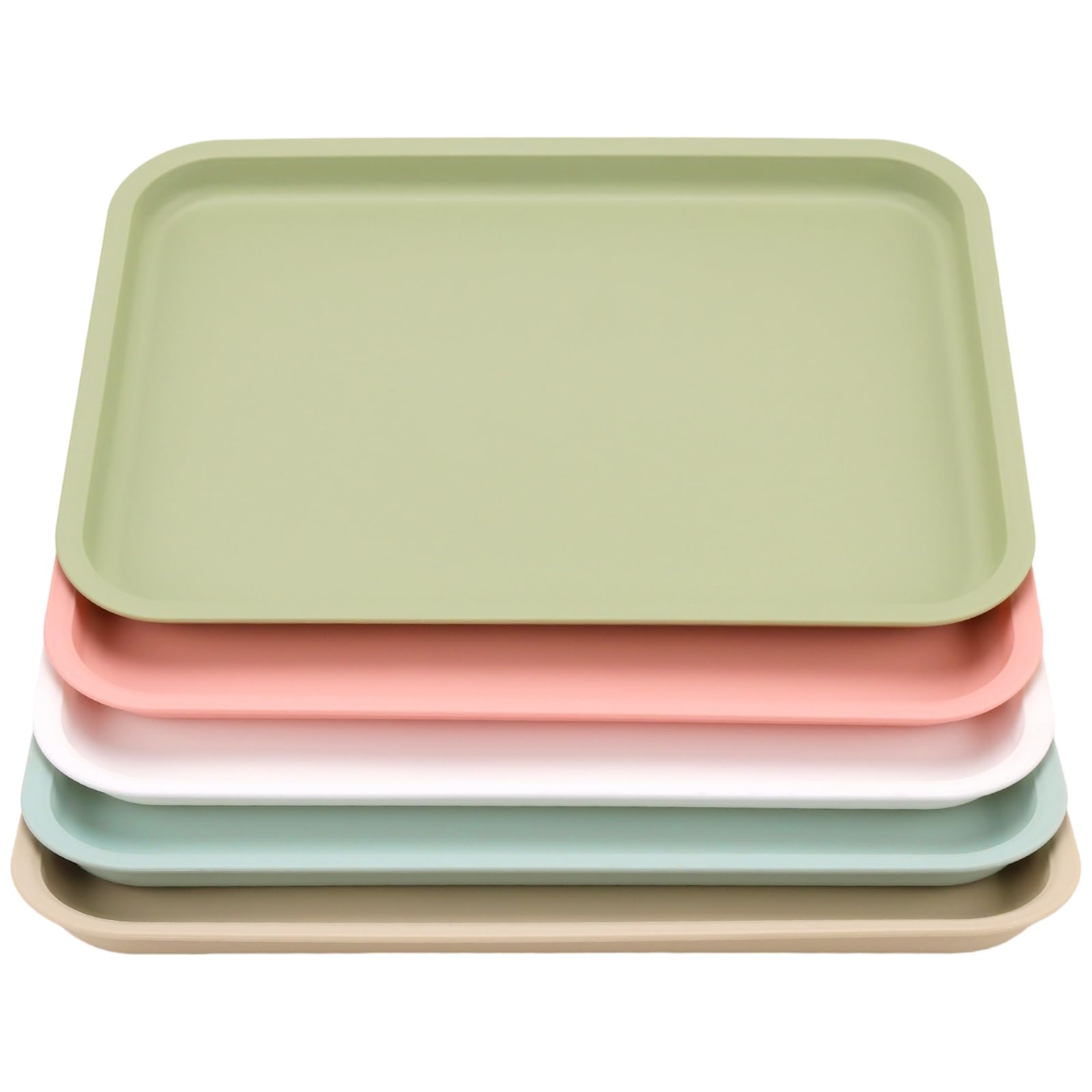 ZOENHOU 5 vassoi in plastica 30 x 40 cm, vassoio rettangolare in plastica, rettangolare, in polipropilene, impilabile, 5 colori, vassoio antiscivolo per fast food per cucina, ristorante, hotel