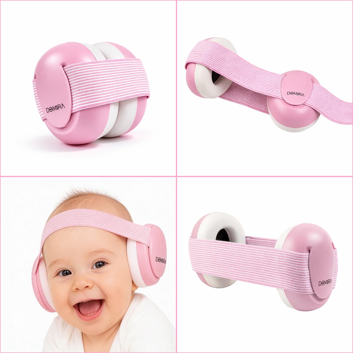 Cache-oreilles pour bébé - Casque antibruit pour nourrissons et tout-petits de 0 à 36 mois, SNR 25 dB, léger et réglable - Bleu ou rose