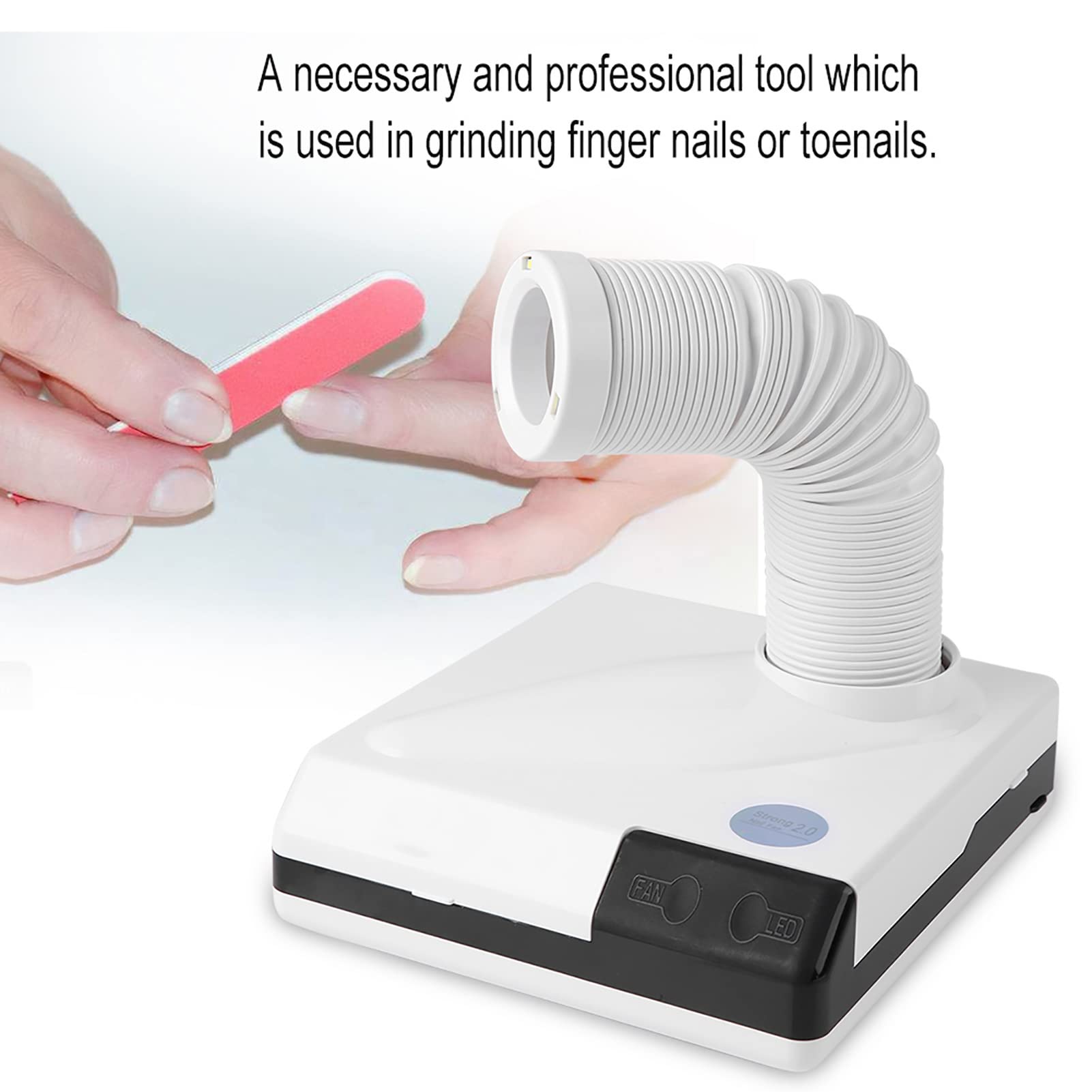 Nagel Staubsauger, 60W 2 IN 1 Salon Saug Staubsammler Maschine Mit LED Licht Starker Power Nail Art Staubsauger Maniküre Staubsauger Maschine, Weiß