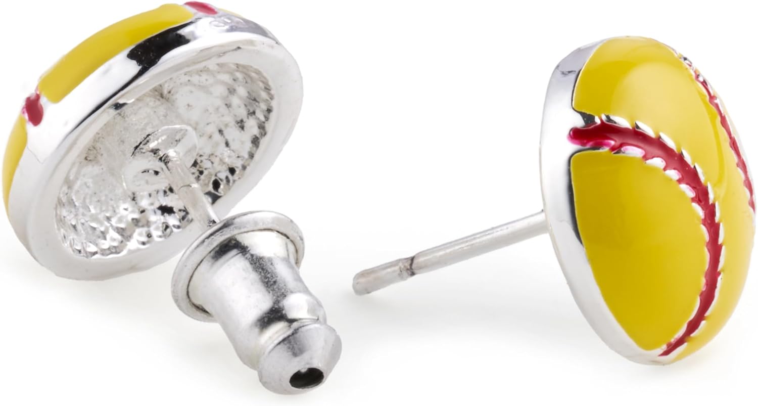 Softball Earrings – Enamel Studs | Fun Gift for Moms, Players & Fans - Image 2