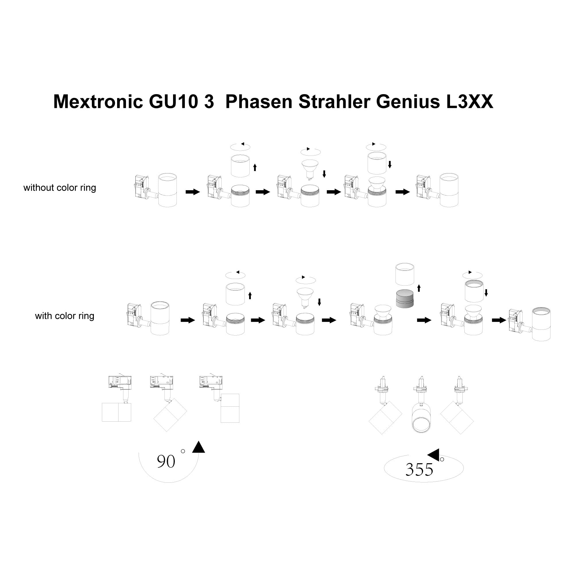 Mextronic 3-Phasen-LED-Strahler schwarz (GU10) schwarz für Schienensystem