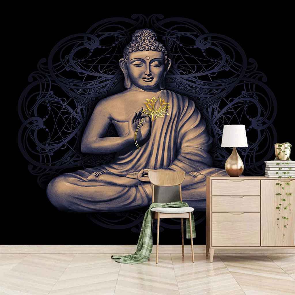 Papier peint Bouddha lavable et autocollant grand format pour décoration de boutique