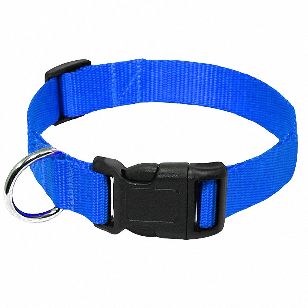 20 unids/lote al por mayor de Nylon Collar de Perro Cheap Ajustable Collares de Perro para Gatos Pequeños Mascotas Mediano Rojo Azul Negro Púrpura, L Azul