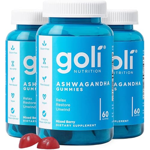 Goli Ashwagandha & Vitamin D Gummy - 180 Count - Mixed Berry, KSM-66, Vegan, Plant Based, Non-GMO, Gluten-Free & Gelatin Free Relax. Restore. Unwind.