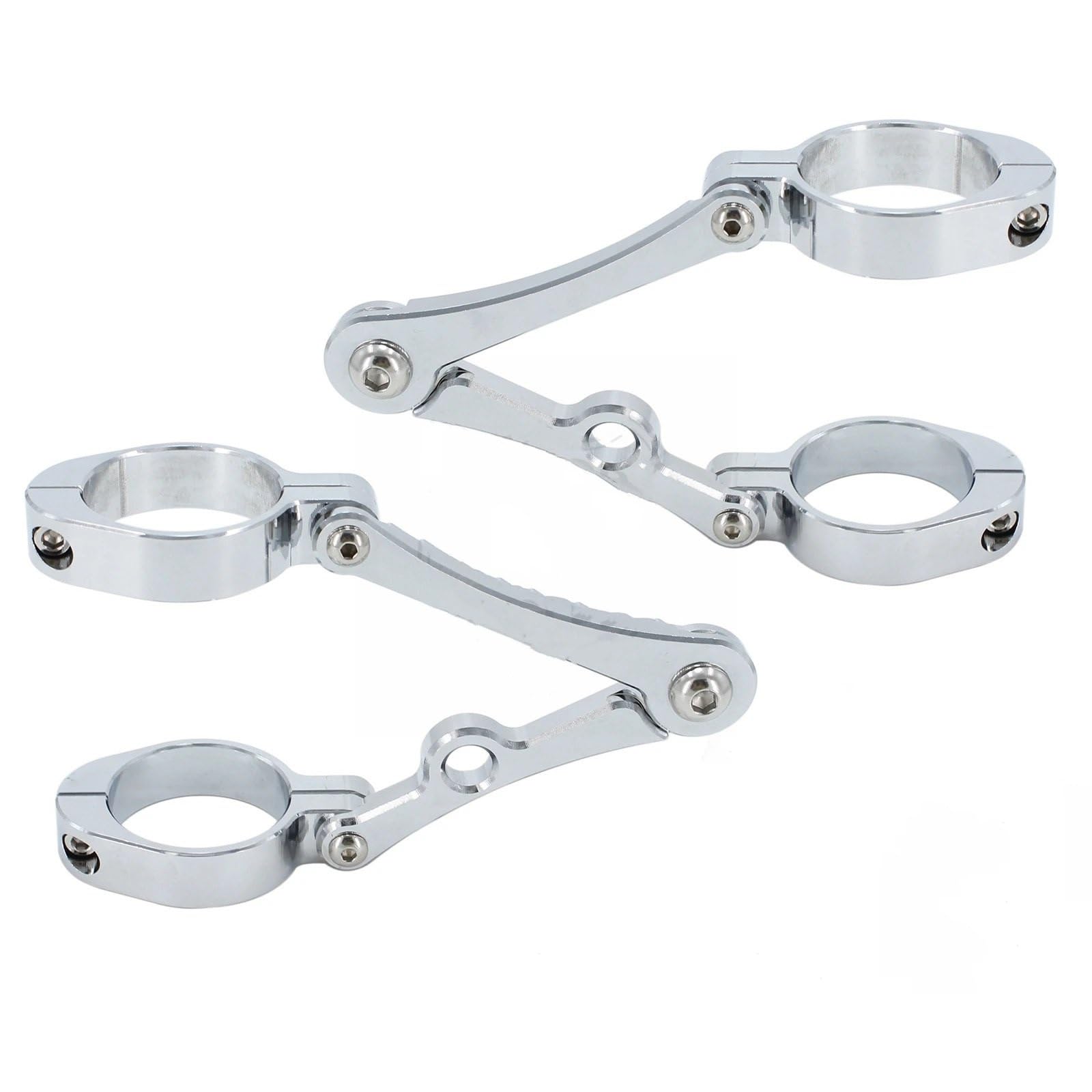 Poausjwy 54Mm Chrome Rack Roll Cage Motorcycle Headlight Mount Bracket Clamp Fork Tube Spotlight Holder Universal Fit For Harley Dyna(54Mm Chrome)