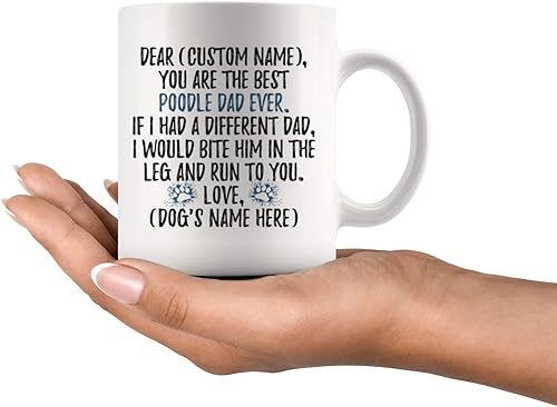 Miniatura 2 de Taza personalizada de Poodle Dads, Poodle Daddy, dueño de caniche, hombre de perro caniche, regalo para papá caniche (11 onzas)