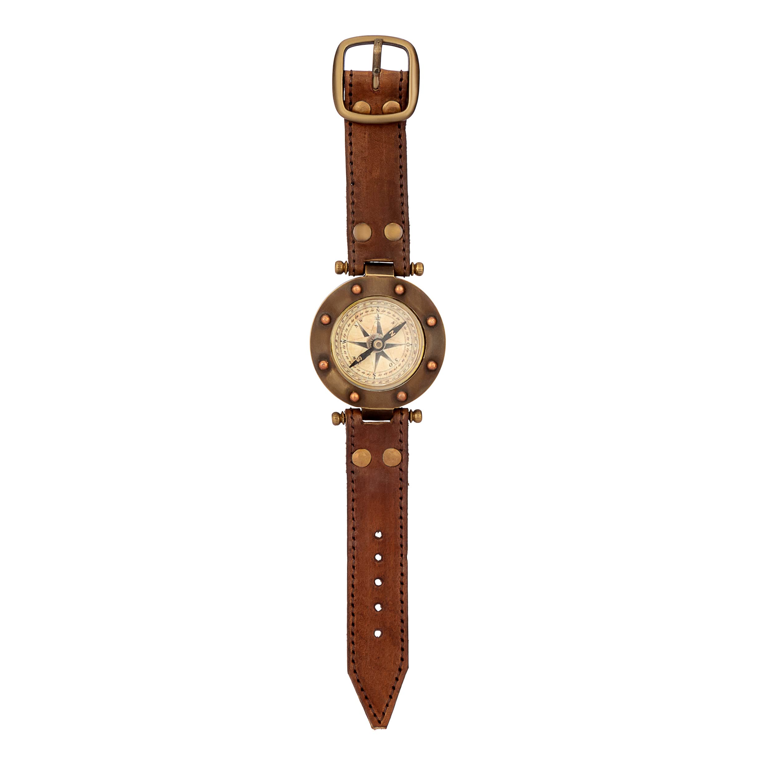 NKlaus 50mm brújula brazalete de latón correa de cuero antiguo señal giro brújula inferior 11672