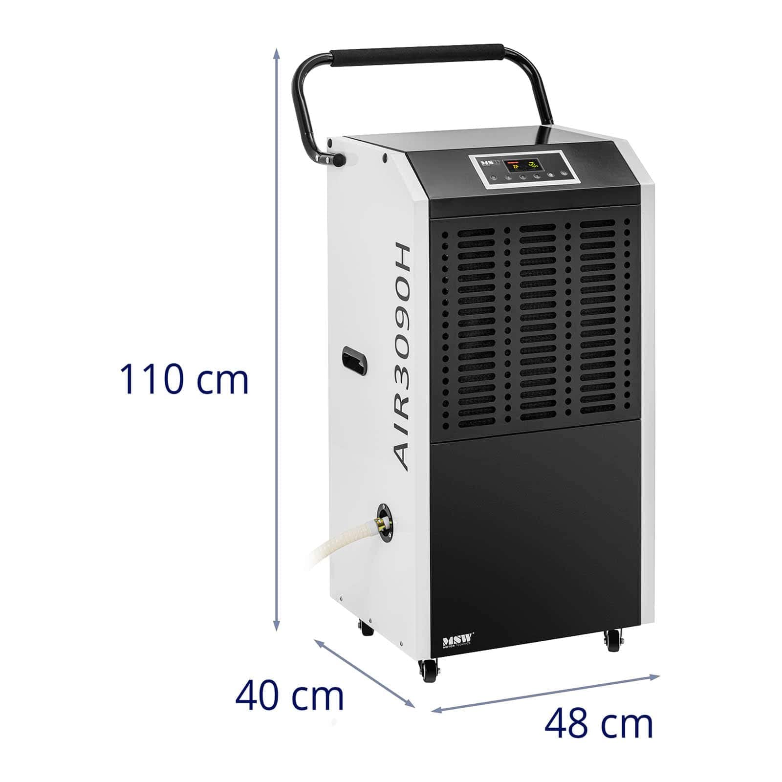 MSW osuszacz powietrza 90 l/24 h do pomieszczeń i piwnic do 150 m² 1129 m³ powietrze/h z wyświetlaczem LED, timer 24-godzinny i uchwyt do osuszania pomieszczeń