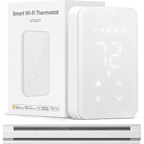 meross Smart Thermostat for Electric Baseboard and in-Wall Heaters Work with HomeKit, Alexa and Google Home, 120V-240V Wi-Fi Programmable Thermostat with Easy Install, Energy Saving, 4 Wires Needed