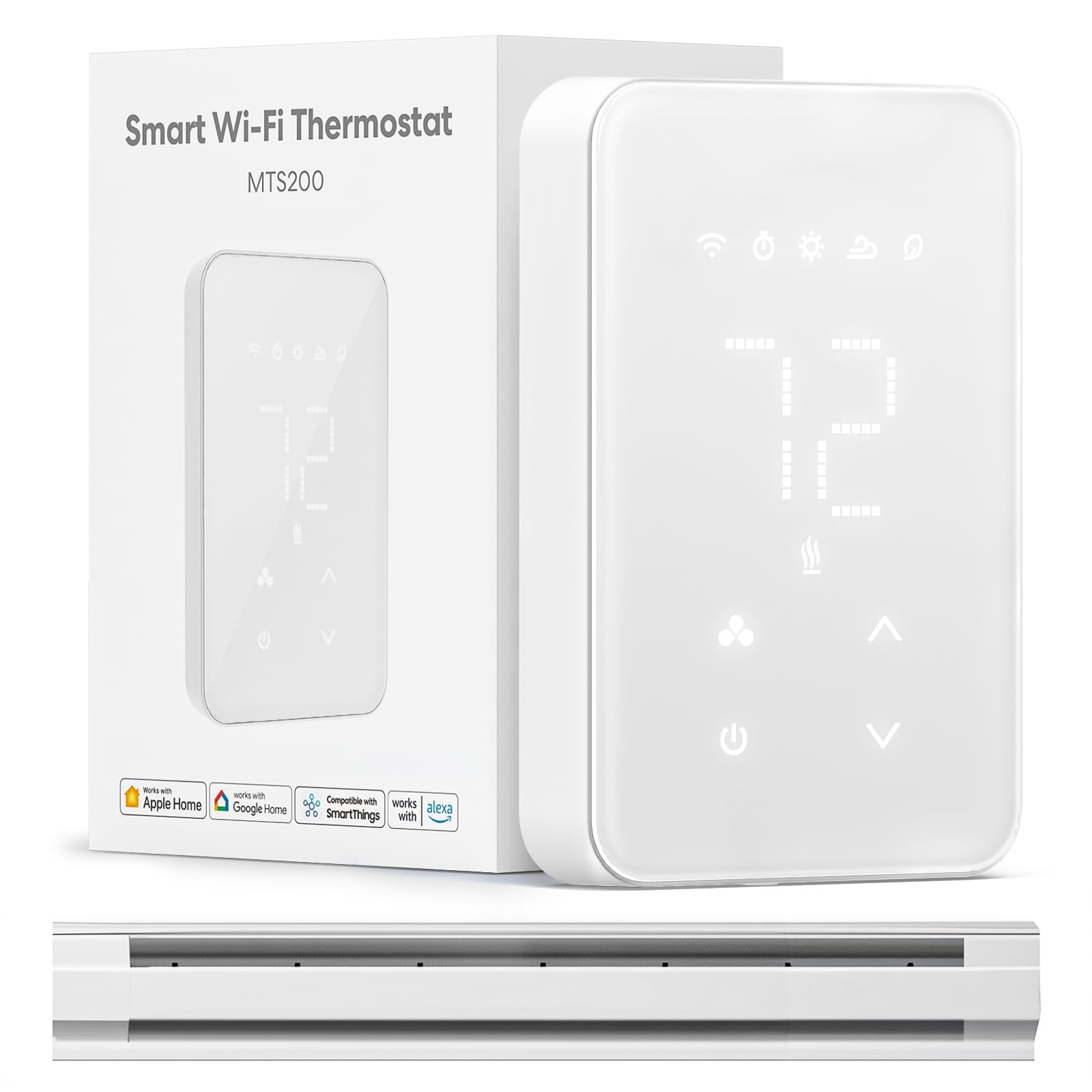 Smart Thermostat for Electric Baseboard and in-Wall Heaters Work with HomeKit, Alexa and Google Home, 120V-240V Wi-Fi Programmable Thermostat with Easy Install, Energy Saving, 4 Wires Needed