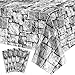 4Pcs Stone Wall Tablecloths, Cobblestone Tablecloths, Rectangular Brick Tablecloth, Stone Printed Table Cover, Stone Wall Backdrop for Medieval Castle Knight Halloween Party Supplies, 51 x 86 Inch