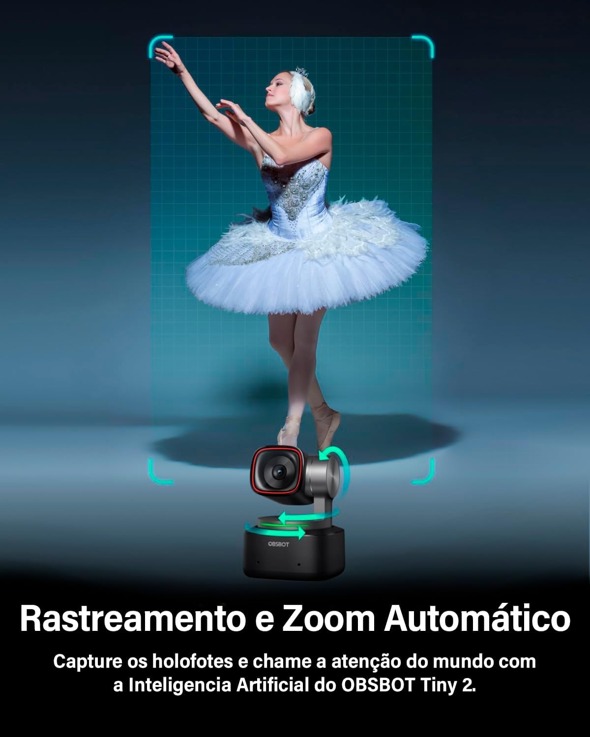 Webcams 4K Tiny 2 com controle de voz PTZ, rastreamento AI multimodo e foco automático, câmera web com sensor de 1/1,5", controle por gestos, 60 FPS, Adequado para go-pro/logi-tech/computador
