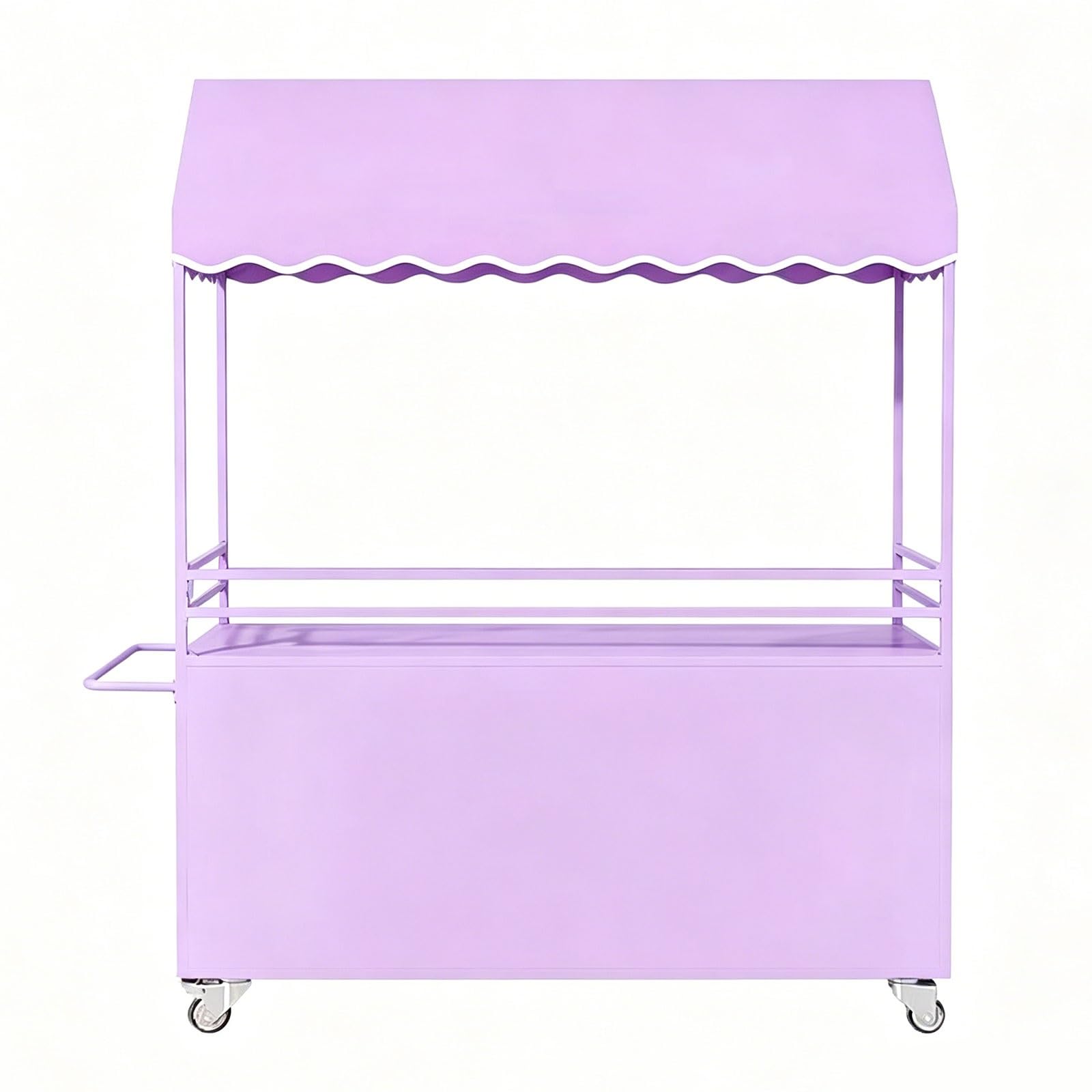 Portable Street Vendor Cart with Canopy, Farmers Market Stand, Vendor Cart for Market Display, Farm Stand with Storage(Purple,140cm/55in)