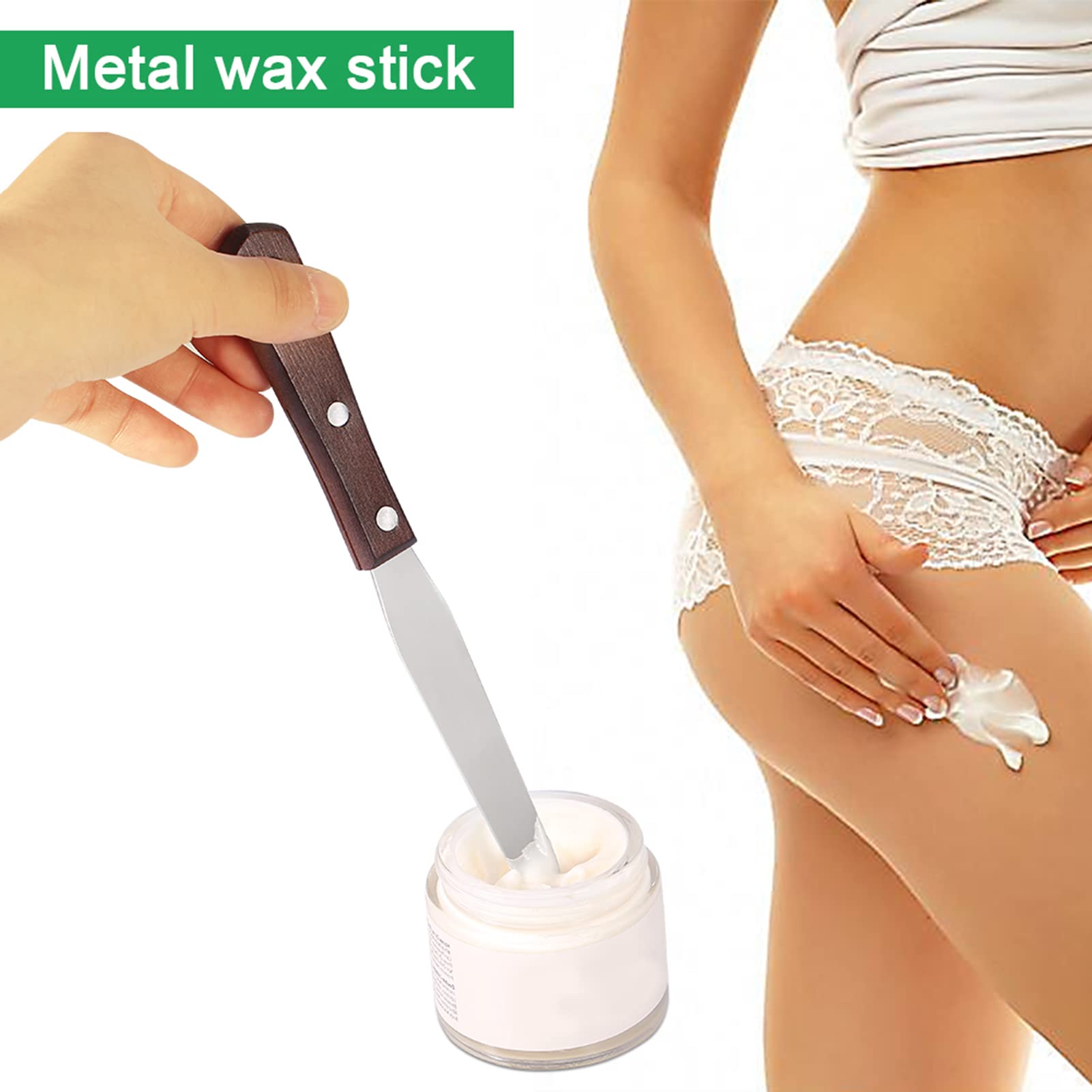 Spatula Metal Wax Applicator 19x3x2 Wax Spatula Metal Wax Mixing Knife Applicator Hair Removal Tool with Wooden Handle