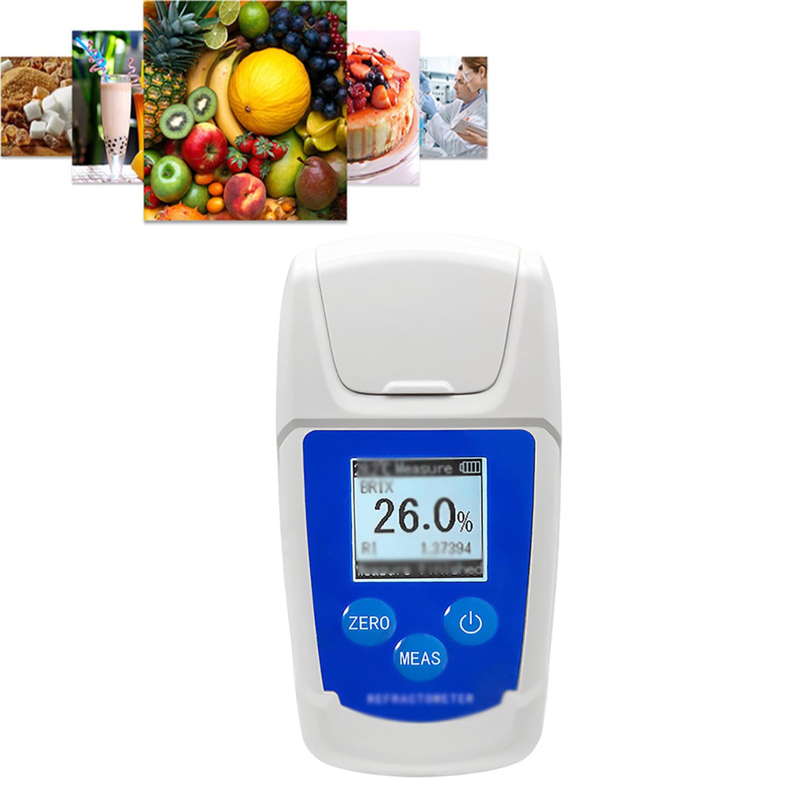 Medidor Digital Contenido Azúcar, Probador Dulzura Alta Precisión, Rango Medición: 0-55% BRIX/Precisión: ±0.2% BRIX/±1°C/Volumen Muestra: 0.5ML/Precisión Índice Refracción: RI±0.001, Usado Jugo