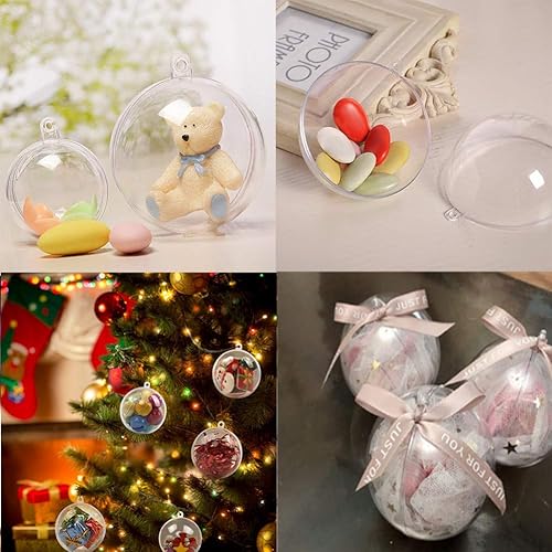 Miniatura 6 de Paquete de 20 bolas de adorno rellenables de plástico transparente, decoración de sweetfamily de Navidad, bolas de árbol, bolas transparentes,