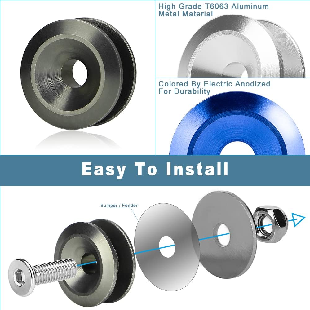 JDM Bumper Quick Release Front Rear Bumper Fasteners, 4 Piece (Gray), 8 x O-Ring