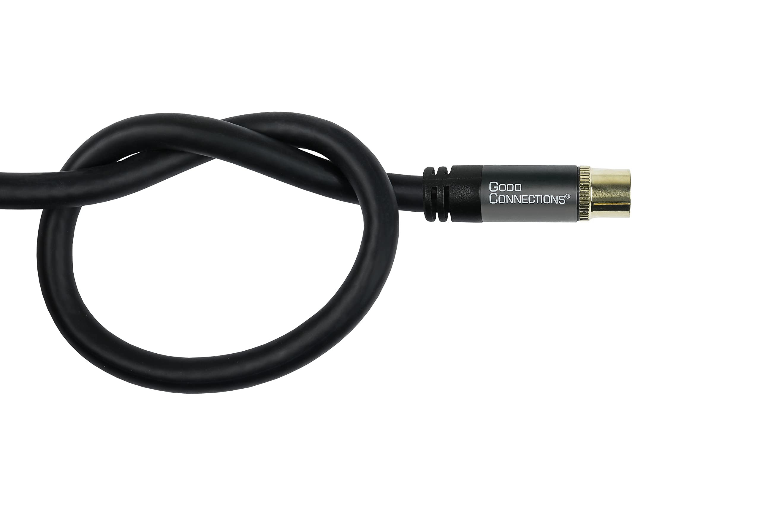 Good Connections GC-M2073 SmartFLEX TV kątowy kabel antenowy, 2 m, wtyczka IEC/koncentryczna, kątowy do gniazda, 4-krotnie ekranowany/120 dB/75 omów, pozłacane złącza, czarny